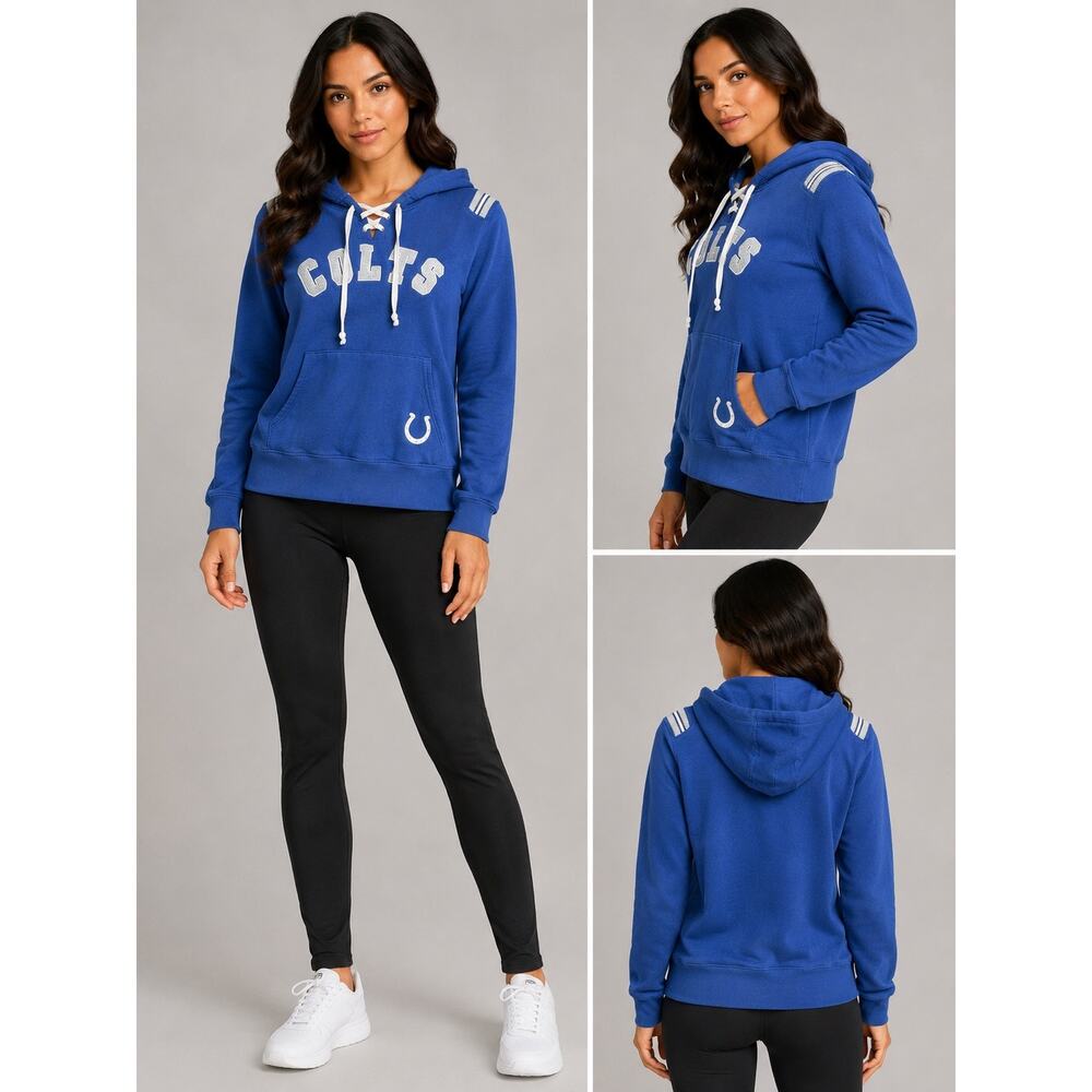 Touch by Alyssa Milano Indianapolis Colts Lace Up Hoodie Women’s Large Blue NFL
